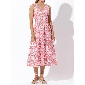NEW LUSANA violet poplin midi dress in tropica